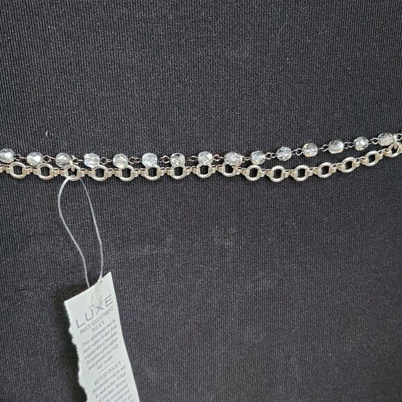 Luxe Crystal Pendant Necklace With Rhinestone Chain & Adjustable Length - Picture 10 of 15